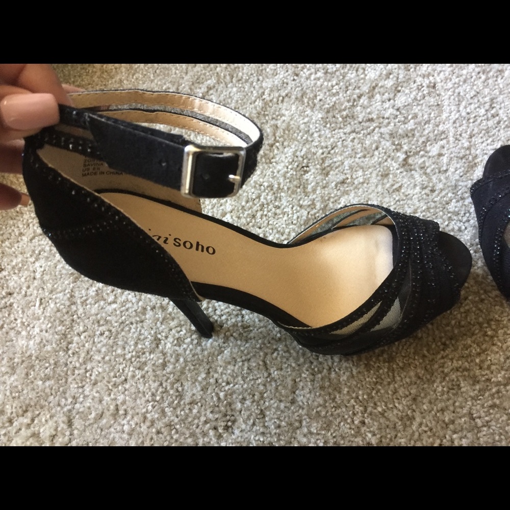 5 inch stilettos 👠 ankle strap black w/crystals